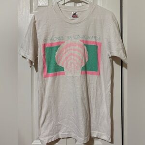Vintage St Thomas USVI Single Stitch White Tshirt Fruit Of The Loom Old Logo Med